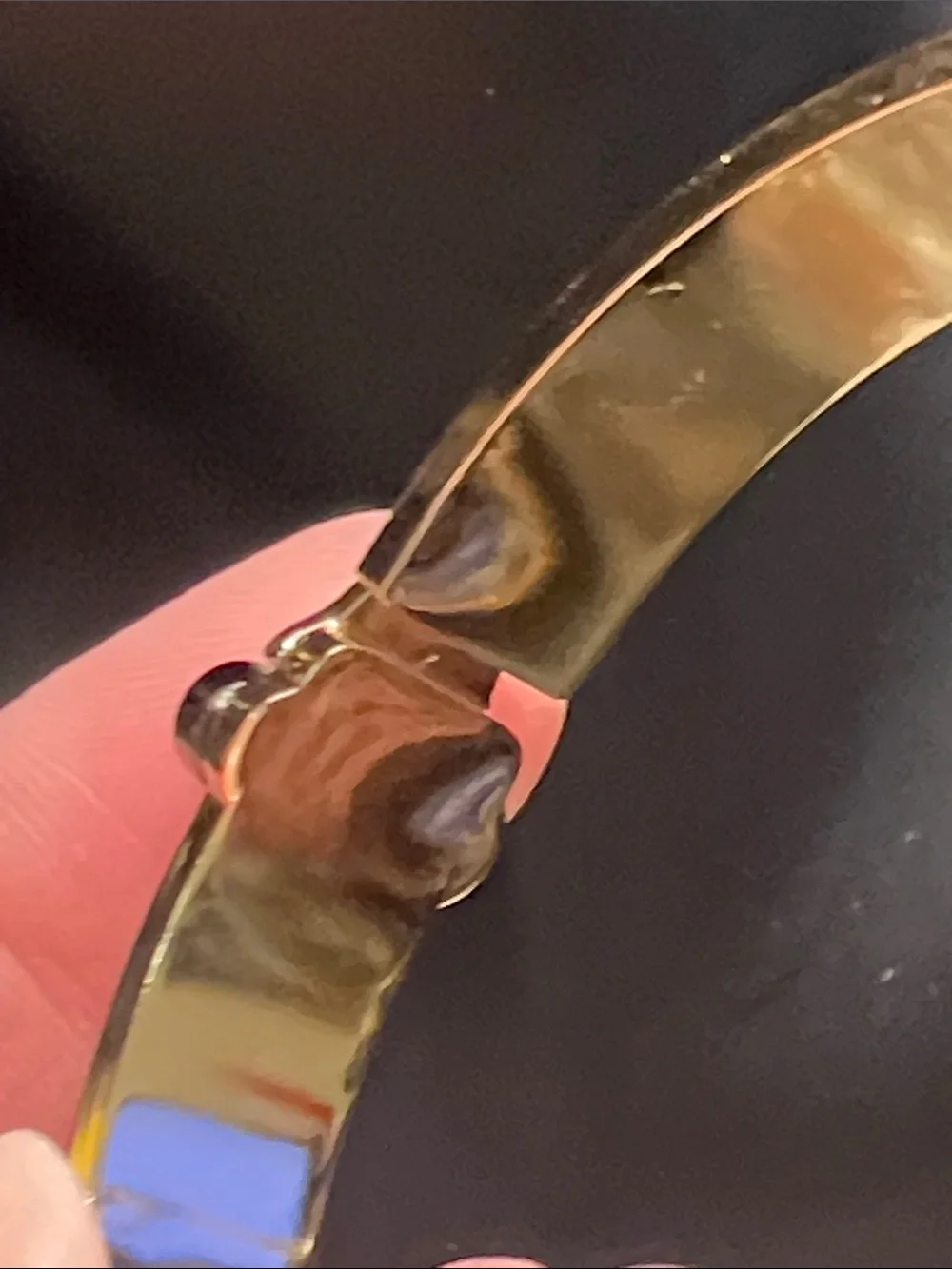 Up Cycled Brown Monogram Bangle with Gold Accent